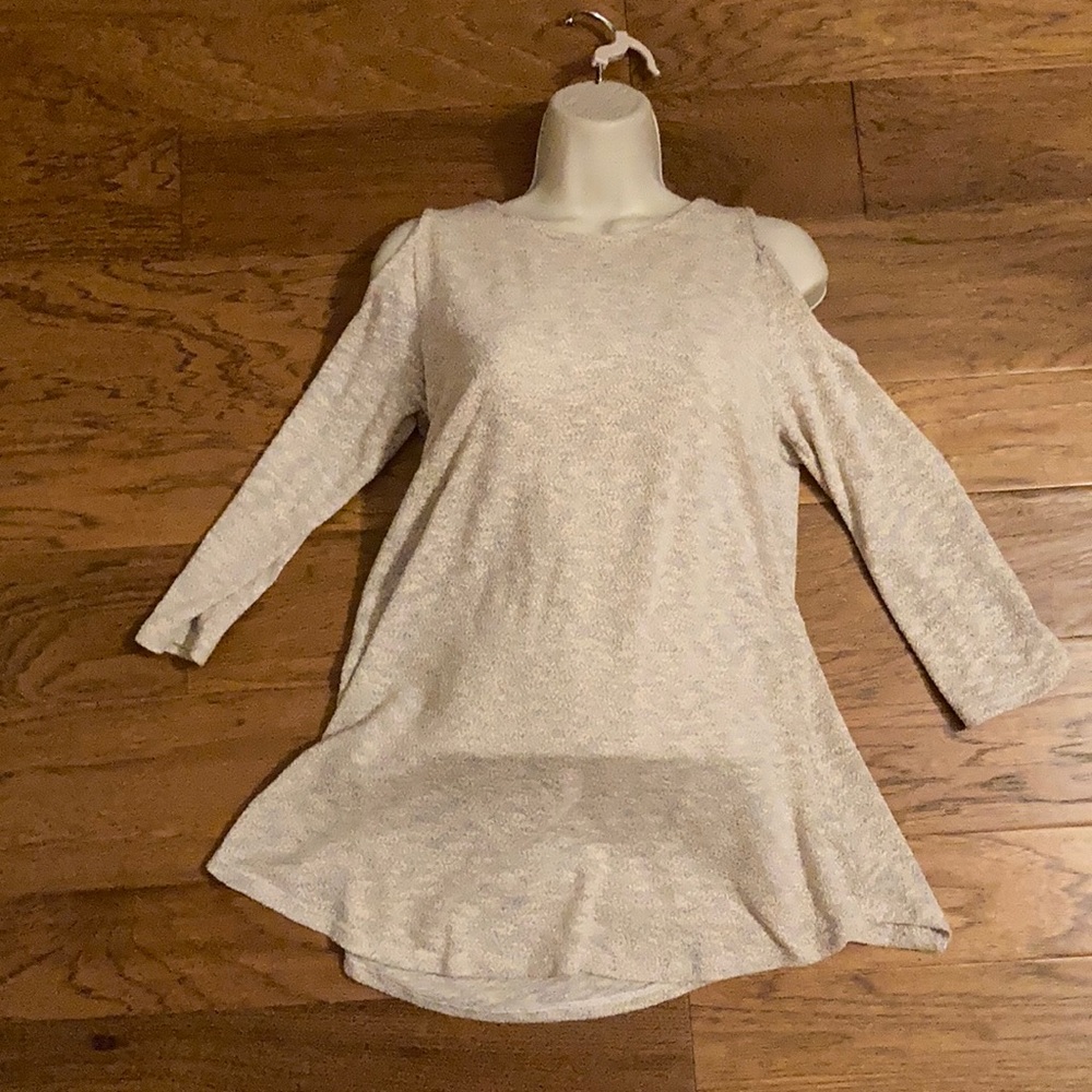 Cold Shoulder Cream Sweater Tunic